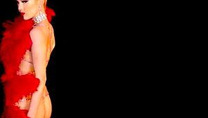 skinny big boobed blonde milf miranda strips in slutty burlesque costume