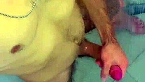 Hot bathroom solo with Brazilian amateur exhibitionist