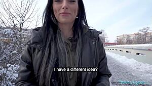 Omg, I’m suckin’ this huge fat dick in snow, so crazy!