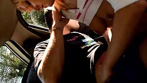 Steamy Car Fuck with Spanish Stefanni Tarrago and Her Natural Tits Bouncing on French Big Cock