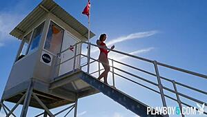 Belgium playboy model Miluniel Louis strips outdoor showing perfect round ass