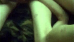 on her back taking a big cock deep in her pussy from roommate