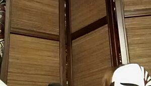 a woman in pantyhose and stockings relaxes at home