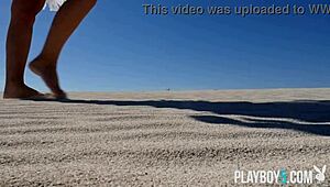 Belgium playboy model Miluniel Louis strips outdoor showing perfect round ass