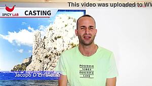 Tiny Guy with Hard Cock Bangs Blonde with Big Tits in First Porn