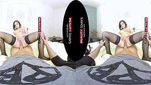 Hey, check out this young tattooed German chubby riding me in stockings