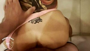 Brazilian Redhead Slut in Bikini Gets Drilled Hard in Kitchen by Horny Amateur. Her Big Ass and Tattoos Drive Him Wild!