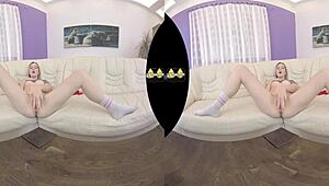 vr piss play and dildo fucking on the sofa 😏