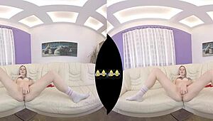 vr piss play and dildo fucking on the sofa 😏