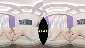 vr piss play and dildo fucking on the sofa 😏