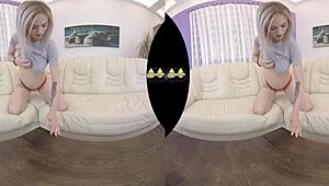 vr piss play and dildo fucking on the sofa 😏