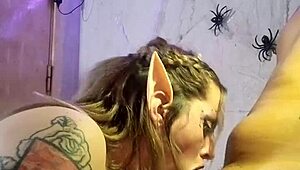 Halloween Elf Deepthroats Black Cock Sloppily