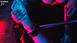 bound feet got tickled hard while she gagged on toes.