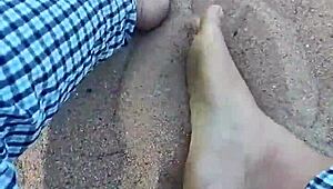 Barefoot Beauty Teases in Natural Sand Setting