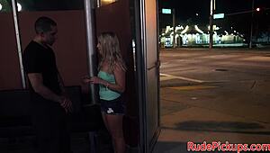 Roughfucked babe gets banged by dom stranger in public