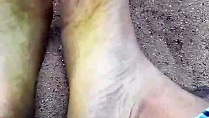 Barefoot Beauty Teases in Natural Sand Setting