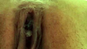 whore squirts while pushing small eggs in bdsm play