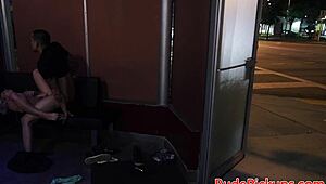 Roughfucked babe gets banged by dom stranger in public