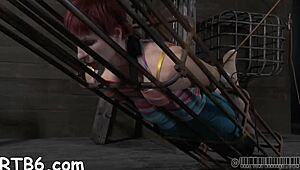 four beauties locked in petite cage for rough play.