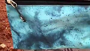 Brunette cutie gives ass after school in public