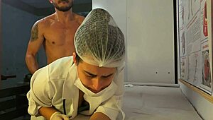 patient gets hard and bangs nurse with big cock rough