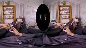 vrhush kinuski gives pov blowjob in stockings