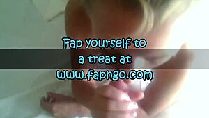 uh, my blonde gf givin' blowjob n facial!