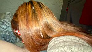 Caught this horny redhead housewife sucking deepthroat and getting fingered anally with dirty talk!