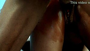 Naija girl bent over for hard doggy on coach.