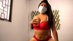 stepmother opens ass close-up for camera