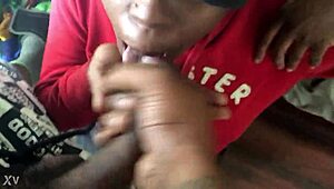 hey, check out this ebony babe sucking a big black cock and getting cum