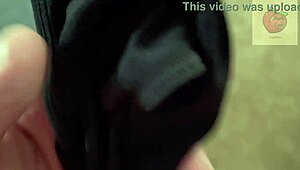 stepmom walked in on her stepson jerking off using her panties.