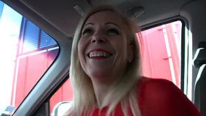 Blonde Cougar Dominates in Car Orgy! French Milf Gets Licked and Fucked Hard in Wild Group Action. No Limits Here!