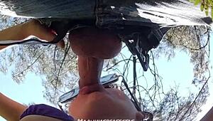 backstage pov blowjob turns into deepthroat surprise for horny cameraman