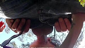 backstage pov blowjob turns into deepthroat surprise for horny cameraman