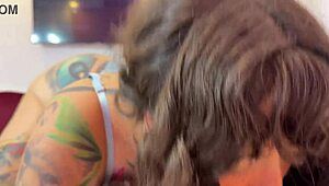 sloppy blowjob from split tongue girl with hot cumshot