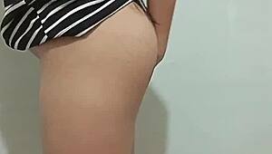 Asian stepdaughter teases with fingering while stepdad watches in shock