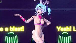 Hatsune Miku's big tits bounce in her revealing bunny costume – or is it nude?