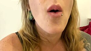 This curvy mature milf with tattoos indulges in gummy bear vore fetish. She swallows them with dirty talk.