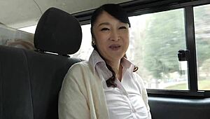 First shoot with sixty-year-old wife Kyoko Harada back for more. Japanese milf in wild threesome action!