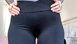 Milf Sheer Leggings Show Off Huge Ass In Stunning Close-Up.