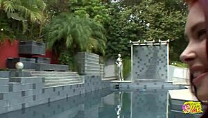 fondling in the pool turns wild with lesbos aj applegate and melody jordan munching ass