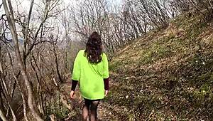 Perfect-ass Latina teen strips naked in the woods, touching herself from pure horniness. She’s dripping wet under the trees.