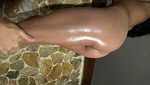 the beautiful oiled butt and legs of xattlalust in red and dark blue panties excite me.