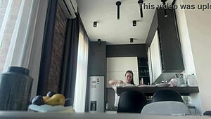 Hey, why’s this fit brunette cleaning with no panties on?