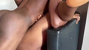 Homemade Chair Fuck with Ebony Bitch