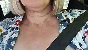 I Can't Resist Flashing My Tits in the Car as a Naughty Housewife!