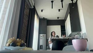 Hey, why’s this fit brunette cleaning with no panties on?