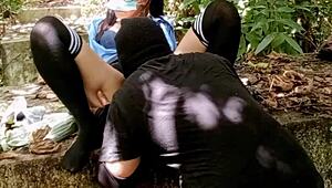 college girl deepthroats fat neighbor in abandoned cemetery fucking close up amateurs