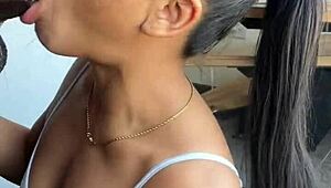 Doggystyled BBC model orally pleasured